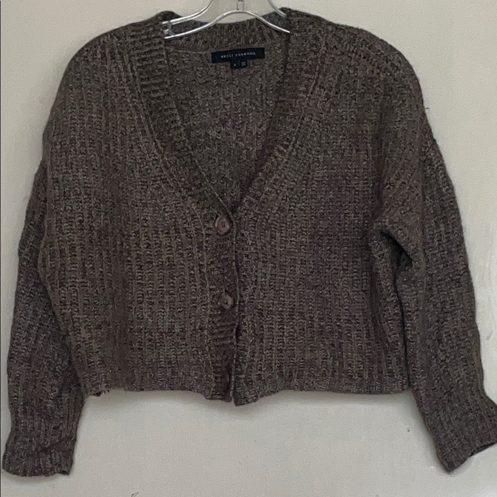 Skull Cashmere Brown Wool Alpaca Acrylic blend Cropped Cardigan Size Small
